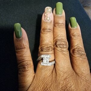 Sterling Silver Open Band Ring with Clear Stones - Silver